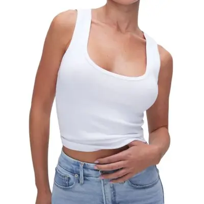 white Good American tank top