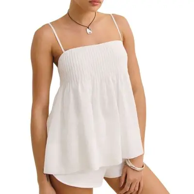 white babydoll Reformation top