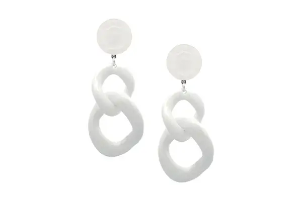 Jennifer Miller White Resin Clip On Earrings