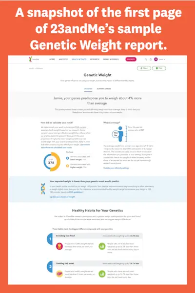 Rapporto sul peso genetico campione di 23andme