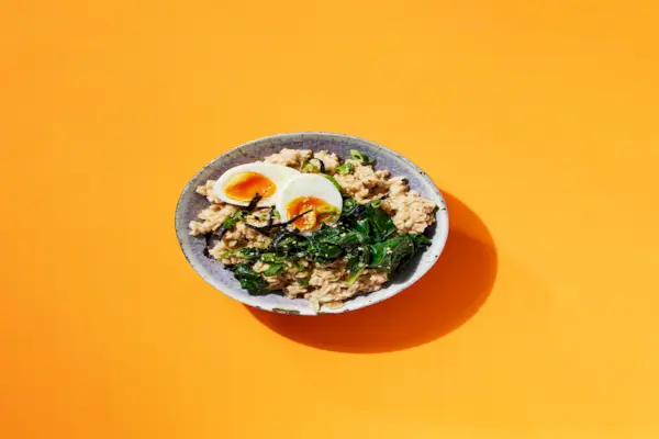 Savory Oatmeal Recipe With Kale And Soft-Boiled Eggs