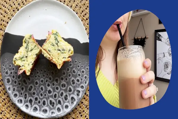 Sportswoman drinking protein drink after exercise