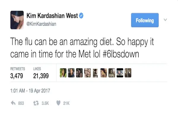 Kim Kardashian twierdzi, że grypa pomogła jej schudnąć podczas ważnego wydarzenia