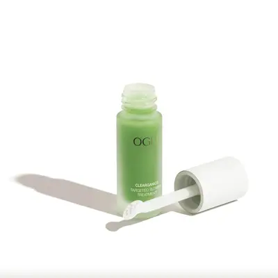 Green serum in a short tube with white dropper