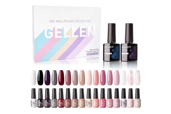 Hand placed into Sally Hansen Salon Pro Gel Starter Kit nail lamp next to nail polish