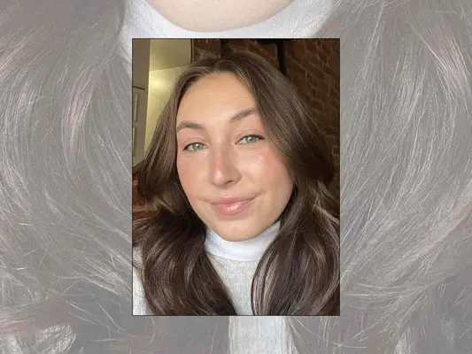 MYM Beauty editor Adi Giesey with radiant skin and a blowout hairstyle