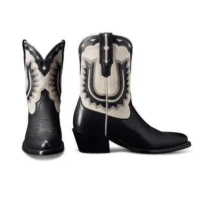 Tecovas The Jolene boots in midnight black and bone white