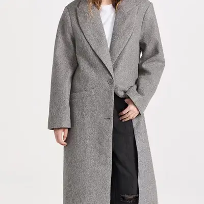 Lioness Olsen Coat in slate gray on model