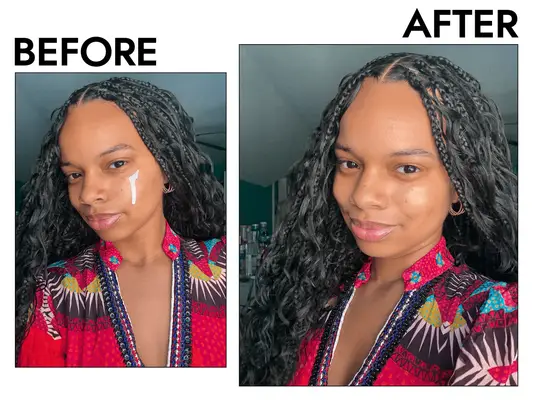 Olivia Hancock before and after selfies using 111 Skin Repair Sunscreen