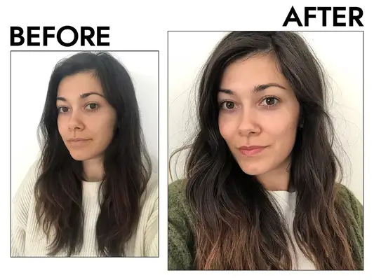 before and after photos showcasing a person