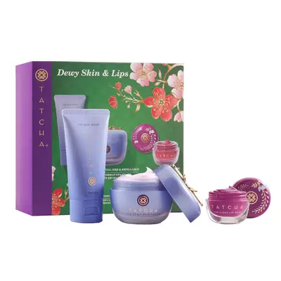 tatcha dewy skin and lips set on white background