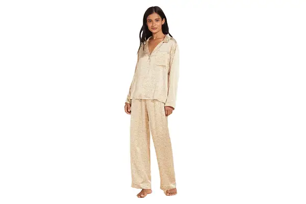 Eberjey Inez Washable Silk Printed Long PJ Set