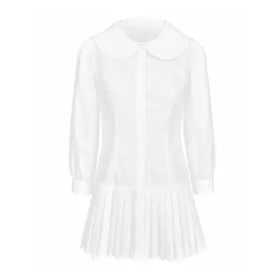 My Mum Made It Pleat Shirt Dress in white