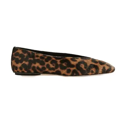 Reformation Prudence Ballet Flat in leopard print calf hair