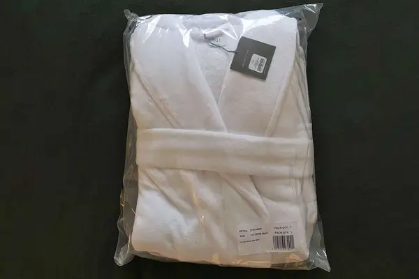 RH Luxury Plush Long Robe in its packaging