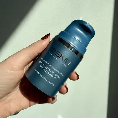 111 skin cryo revitalising moisturizer against white wall 