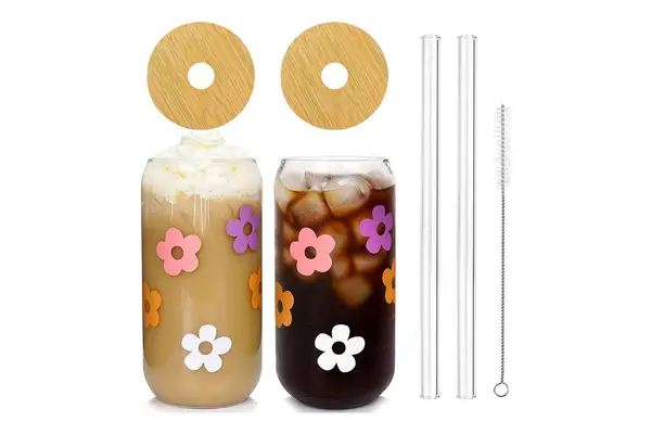 Amazon Mason Life Glass Cups with Lids and Straws