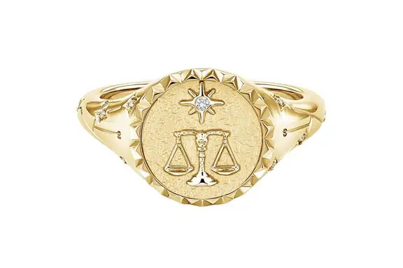 Brilliant Earth Libra Zodiac Diamond Signet Ring