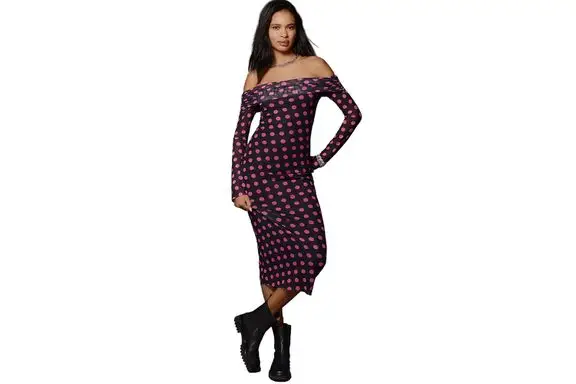 Anthropologie AFRM Praya Off-The-Shoulder Mesh Midi Dress