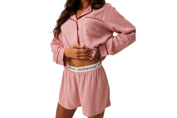 Stripe & Stare Soft Brushed Woven Pajama Shorts