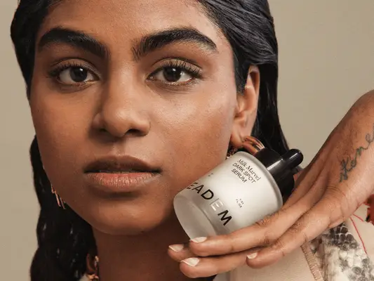 Model posting with Eadem Dark Spot Serum