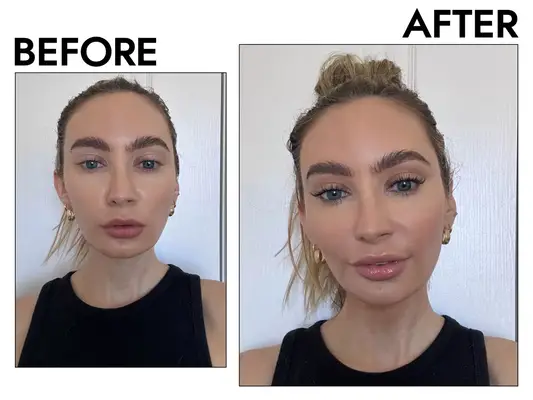 taylor jean stephan applying benefit concealer to her under-eye area