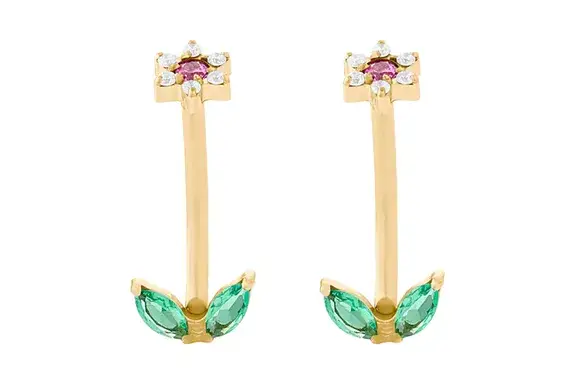 Studs CZ Flower Barbell
