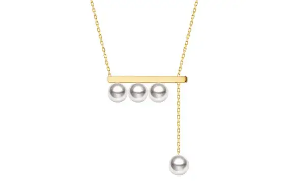 Helas Akoya Saltwater Pearl 18K Balance Beam Necklace