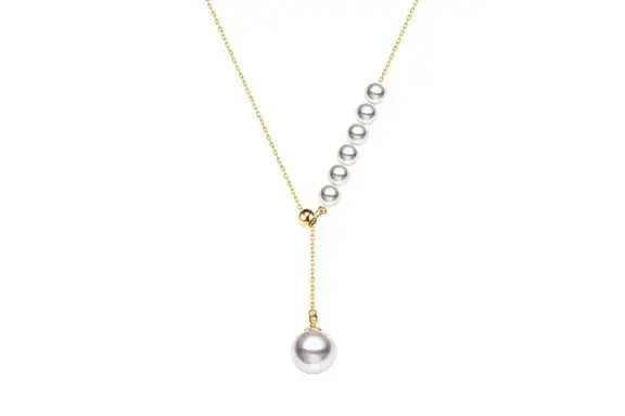 Helas Asymmetrical Akoya Pearl 18K Gold Necklace