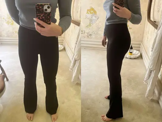 Front and Side view of Lole Black Cotton Leggings